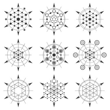 Soyut modern arkaplanda çokgen geometrik simge seti