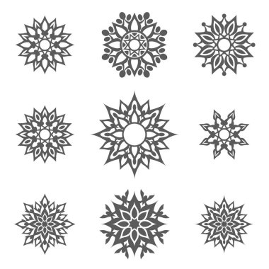 Beyaz arkaplanda çiçek simgesi ayarlandı