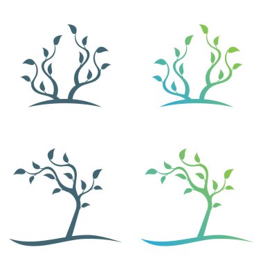 Beyaz soyut modern arkaplanda ağaçlar dizisi