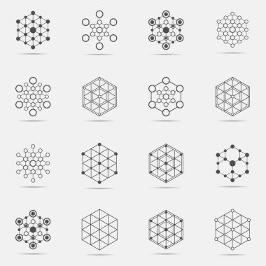 Beyaz arkaplanda çokgen simge seti