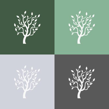 Renkli ağaç simgeleri kümesi