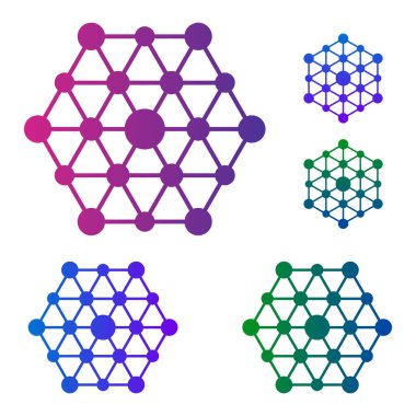 Beyaz arkaplanda geometrik simgeler kümesi