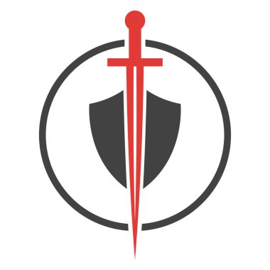 Beyaz arkaplanda kılıç ve kalkan işareti