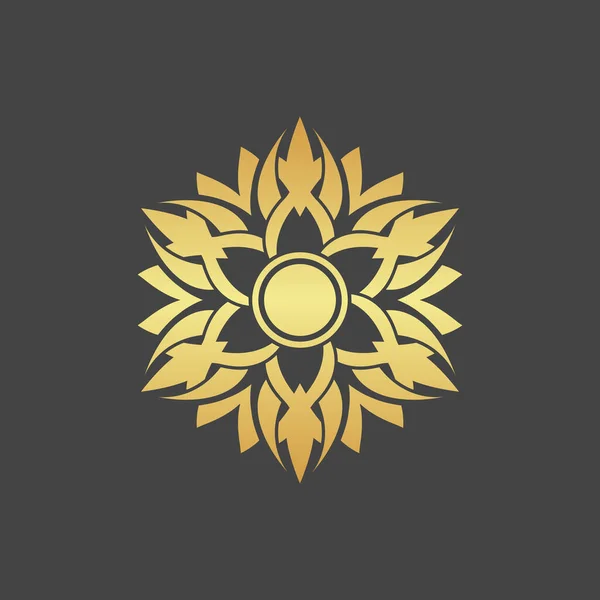 Icono Floral Sobre Fondo Oscuro — Vector de stock