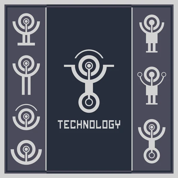 Set Von Technologie Ikonen Auf Abstraktem Modernem Hintergrund — Stockvektor