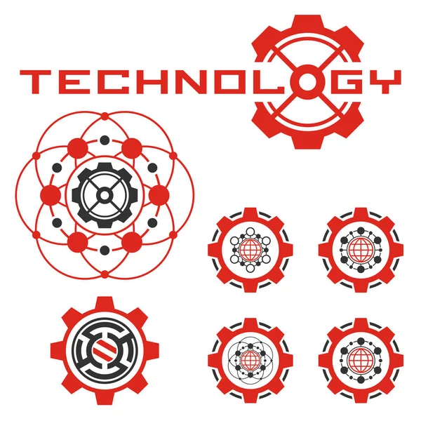 Набор Технологических Икон Белом Абстрактном Современном Фоне — стоковый вектор