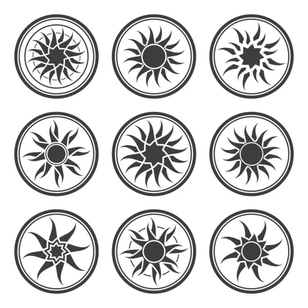 Set Icone Cerchio Sfondo Bianco — Vettoriale Stock
