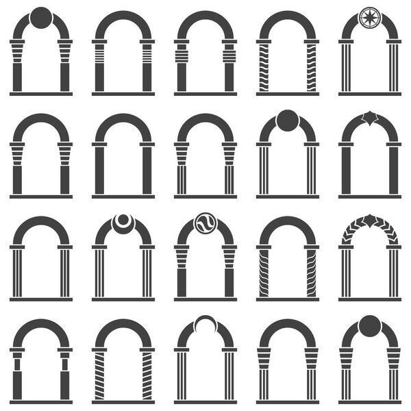 Arch icon set on white background