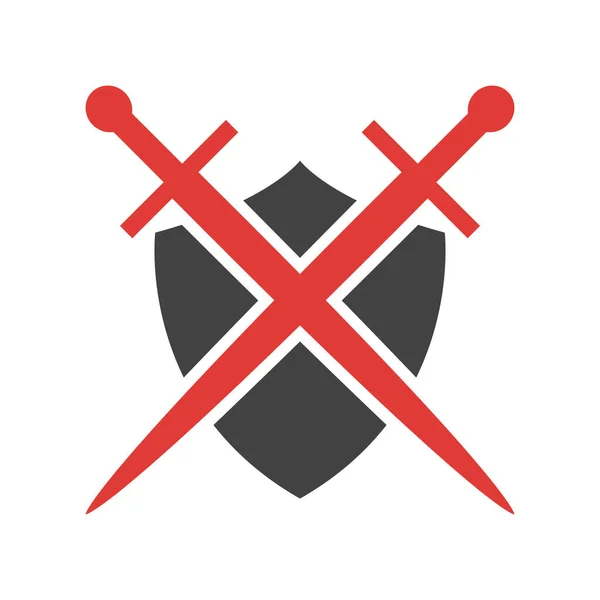 Schwerter Und Schild Auf Weißem Hintergrund — Stockvektor