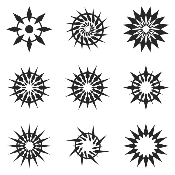 Set Van Geometrische Cirkels Met Pijlen Witte Achtergrond — Stockvector
