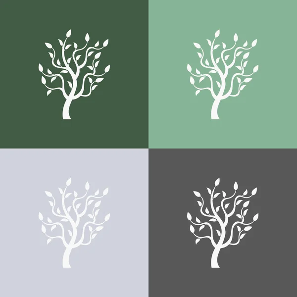 Colorful Set Tree Icons — Stock Vector