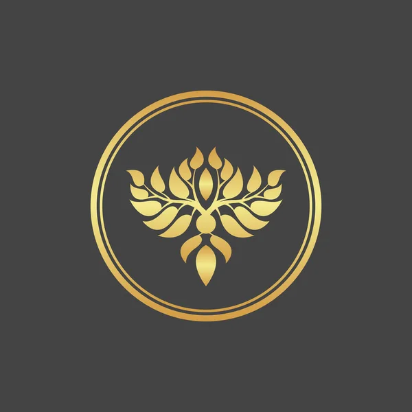 Icono Floral Sobre Fondo Negro — Vector de stock