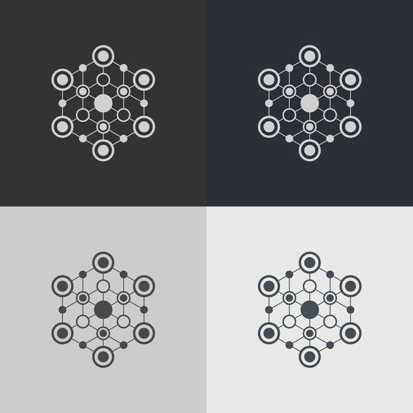 Polygonal icon set vector illustration