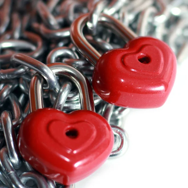 Corazón Rojo Bloquea Con Cadenas — Foto de Stock