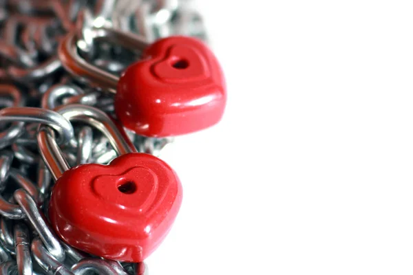 Corazón Rojo Bloquea Con Cadenas — Foto de Stock