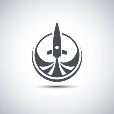 Soyut modern arkaplanda roket simgesi