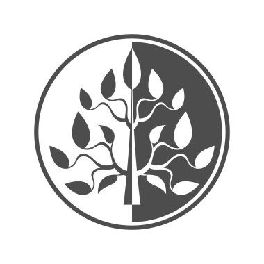 Siyah ve beyaz arkaplanda ağaç simgesi 