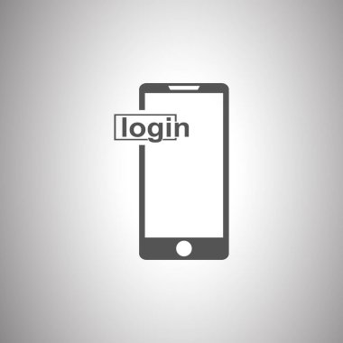 Beyaz arkaplanda giriş simgesine sahip cep telefonu