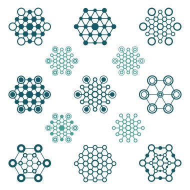 Beyaz arkaplanda çokgen simgeleri kümesi