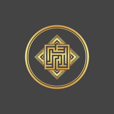 Beyaz arkaplanda altın ve siyah simge