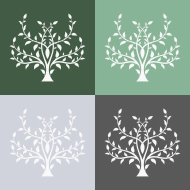 Renkli ağaç simgeleri kümesi