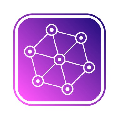 Beyaz arkaplanda bağlantı işareti olan mor düğme