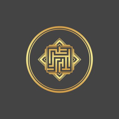 Beyaz arkaplanda altın ve siyah simge