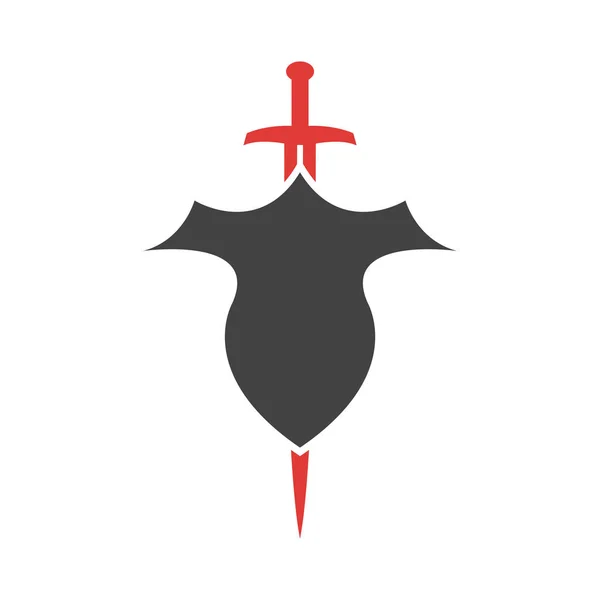白色背景上的剑和盾牌标志 — 图库矢量图片