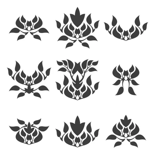 Bloemen Pictogram Ingesteld Witte Achtergrond — Stockvector