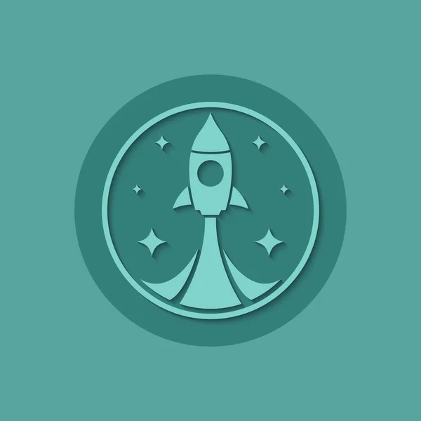 Icono Cohete Sobre Fondo Verde — Archivo Imágenes Vectoriales
