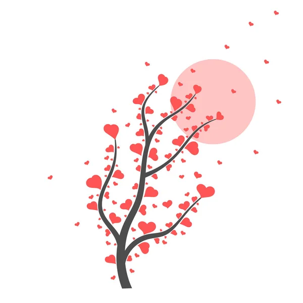 Árbol Amor Con Corazón Icono Sobre Fondo Blanco — Vector de stock