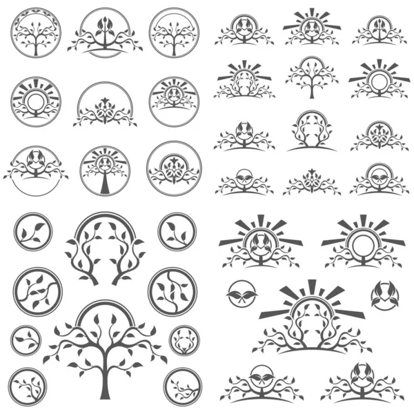 Floral Icon Set White Background — Stock Vector