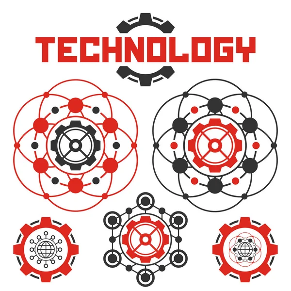 Set Von Technologie Symbolen Auf Weißem Abstrakten Modernen Hintergrund — Stockvektor