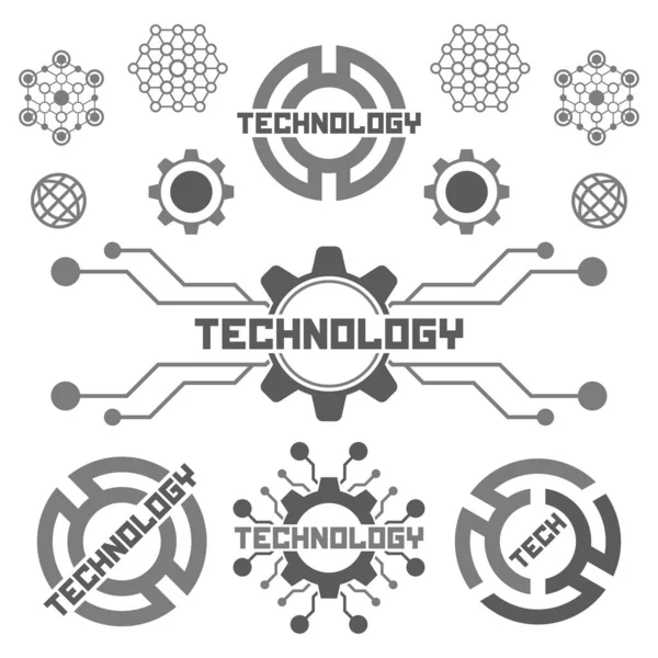 Set Von Technologie Symbolen Auf Weißem Abstrakten Modernen Hintergrund — Stockvektor