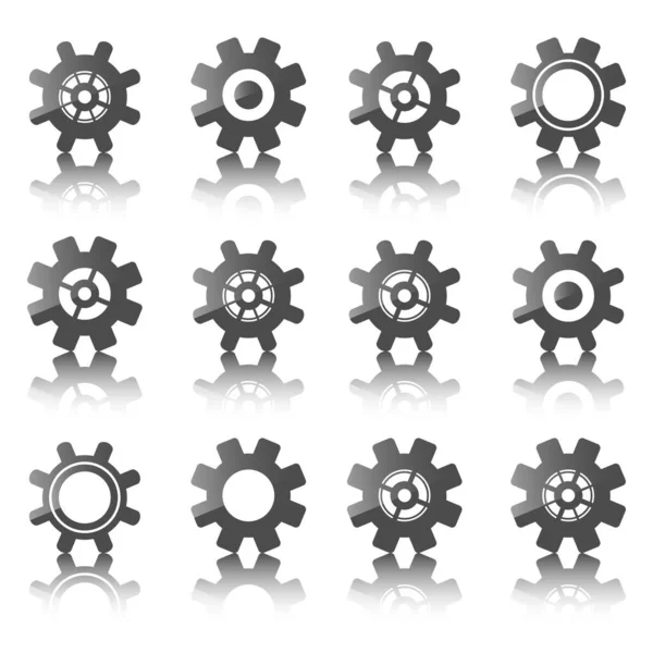 Gear Icon Set White Background — Stock Vector
