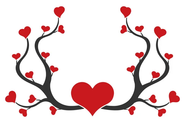 Ramas Árboles Con Corazones Sobre Fondo Blanco — Vector de stock