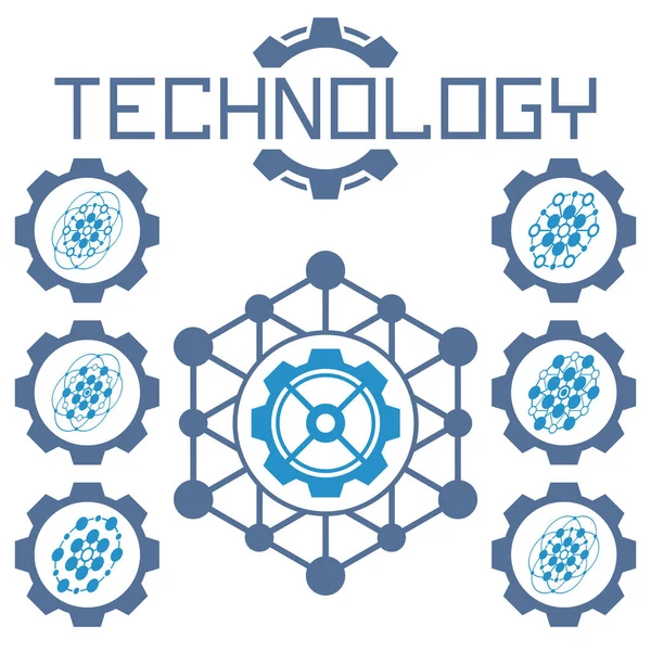 Set Icone Della Tecnologia Sfondo Bianco Astratto Moderno — Vettoriale Stock