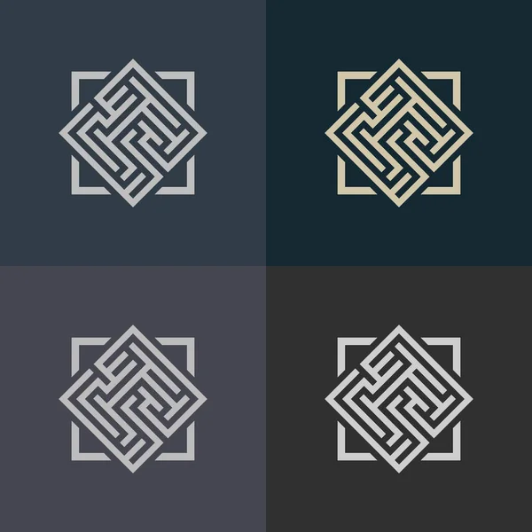Fundo Moderno Abstrato Com Conjunto Logotipos Geométricos —  Vetores de Stock