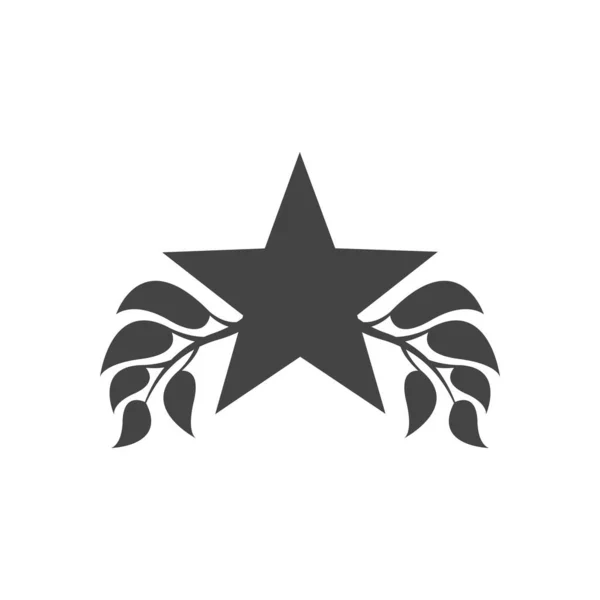 Étoile Avec Feuilles Sur Fond Blanc — Image vectorielle