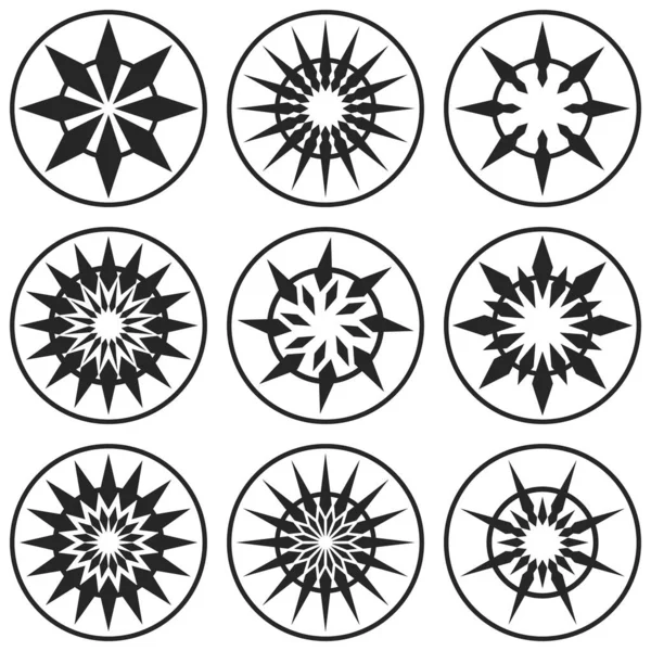 Conjunto Círculos Geométricos Con Flechas Sobre Fondo Blanco — Archivo Imágenes Vectoriales