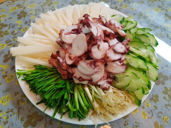 Poulpe Coréen Style Alimentaire Parbouilli — Photo