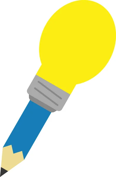 Blue pencil with light bulb tip — Stock Vector