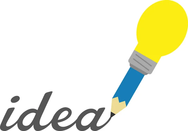 Ampoule bleue crayon idée d'écriture — Image vectorielle