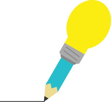 Turkuaz kalem çizgi çizmeyi ampul ipucu ile