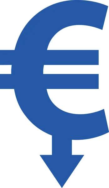 Euro met pijl-omlaag — Stockvector
