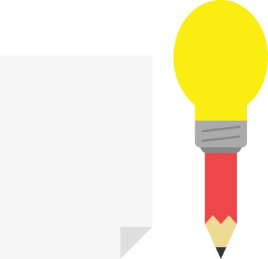 Kırmızı ampul ucu ile kağıt kalemle