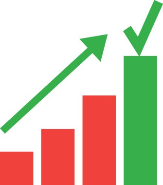 Çubuk grafik yukarı ok ve onay işareti