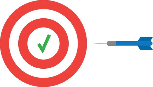 Bullseye z znacznik wyboru i dart — Wektor stockowy