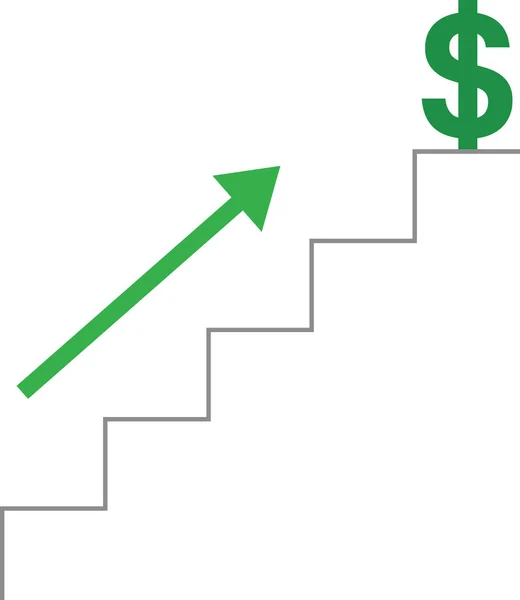 A dollár és a nyilakkal mozog-e fel a lépcsőn — Stock Vector