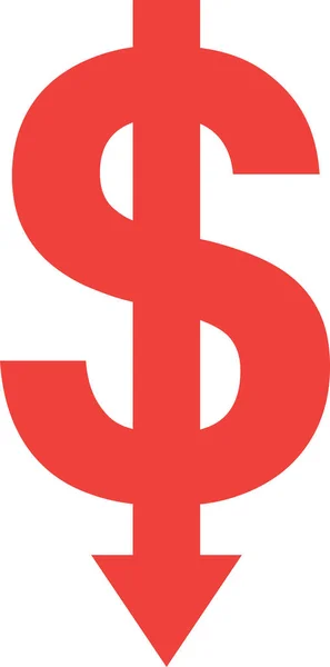 Dollar avec flèche vers le bas — Image vectorielle